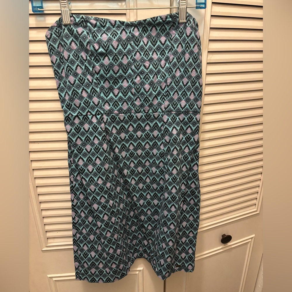 Volcom Gray And Blue Patterned Strapless Mini Dre… - image 1